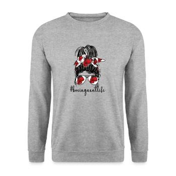 Boxing Aunt Gift Box Aunt By Boxer Proud Aunt - Unisex Sweatshirt - salt & pepper - Front - Alina (178cm) & Michal (187cm)