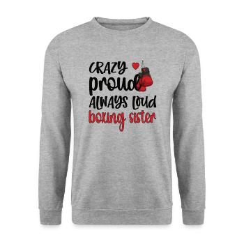 Boxe Sœur Fière Boxe Sœur Boxer Cadeau - Sweat-shirt Unisexe - gris chiné - Devant - Alina (178cm) & Michal (187cm)
