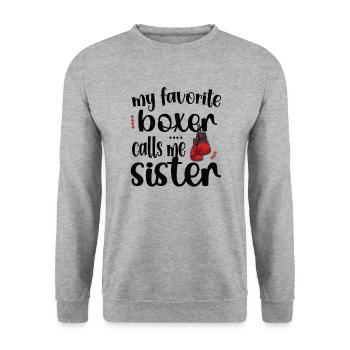 Boxe Sœur Fière Boxe Sœur Boxer Cadeau - Sweat-shirt Unisexe - gris chiné - Devant - Alina (178cm) & Michal (187cm)
