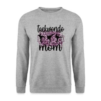 Stolze Taekwondo-Mama Taekwondo Mutter Geschenk - Unisex Pullover - Weißgrau meliert - Vorne - Alina (178cm) & Michal (187cm)