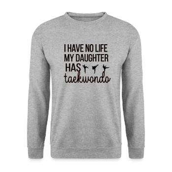 Taekwondo-Mama Stolze Taekwondo Mutter Geschenk - Unisex Pullover - Weißgrau meliert - Vorne - Alina (178cm) & Michal (187cm)