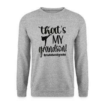 Taekwondo-Oma Stolze Taekwondo Großmutter Geschenk - Unisex Pullover - Weißgrau meliert - Vorne - Alina (178cm) & Michal (187cm)