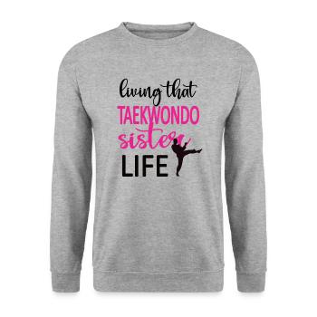 Taekwondo Sister Proud Taekwondo Sister - Unisex Sweatshirt - salt & pepper - Front - Alina (178cm) & Michal (187cm)