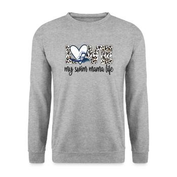 Schwimmmama Geschenk Mutter Schwimmer Schwimm-Mama - Unisex Pullover - Weißgrau meliert - Vorne - Alina (178cm) & Michal (187cm)