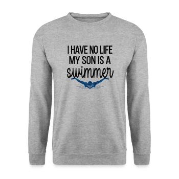 Schwimmmama Mutter Von Schwimmer Schwimm-Mama - Unisex Pullover - Weißgrau meliert - Vorne - Alina (178cm) & Michal (187cm)