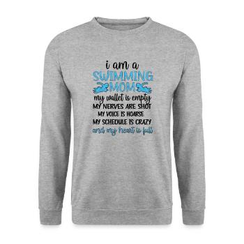 Schwimmmama Mutter Von Schwimmer Schwimm-Mama - Unisex Pullover - Weißgrau meliert - Vorne - Alina (178cm) & Michal (187cm)