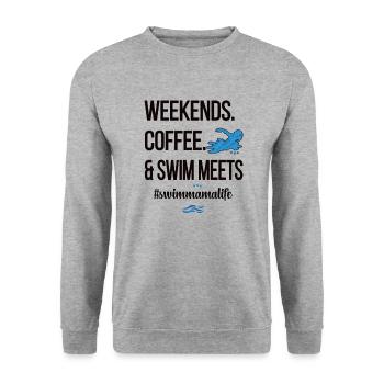 Schwimmmama Mama Eines Schwimmers Schwimm-Mutter - Unisex Pullover - Weißgrau meliert - Vorne - Alina (178cm) & Michal (187cm)