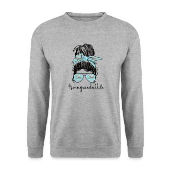 Fière natation Grand-mère Grand-mère Nageuse Grand-mère natation Grand-mère - Sweat-shirt Unisexe - gris chiné - Devant - Alina (178cm) & Michal (187cm)