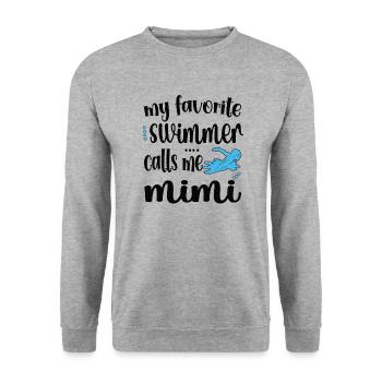 Stolze Schwimm-Mimi Schwimmer Mimi Oma Geschenk - Unisex Pullover - Weißgrau meliert - Vorne - Alina (178cm) & Michal (187cm)