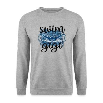 Proud Swimming Gigi Swimmer Gigi Grandma Gift - Unisex Sweatshirt - salt & pepper - Front - Alina (178cm) & Michal (187cm)