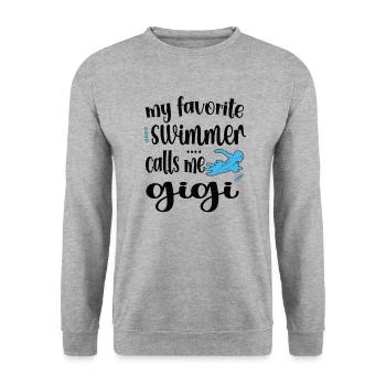 Proud Swimming Gigi Swimmer Gigi Grandma Gift - Unisex Sweatshirt - salt & pepper - Front - Alina (178cm) & Michal (187cm)