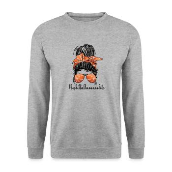 Mawmaw Grandma Of Basketball Player Basketball Mawmaw - Unisex Sweatshirt - salt & pepper - Front - Alina (178cm) & Michal (187cm)