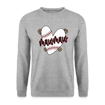 Mawmaw Grand-mère d’un joueur de baseball Baseball Mawmaw - Sweat-shirt Unisexe - gris chiné - Devant - Alina (178cm) & Michal (187cm)