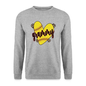 Grammy Grandma Of a Softball Player Softball Grammy - Unisex Sweatshirt - salt & pepper - Front - Alina (178cm) & Michal (187cm)