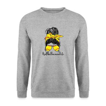 Memaw Grandma By Softball Player Softball Memaw - Unisex Sweatshirt - salt & pepper - Front - Alina (178cm) & Michal (187cm)