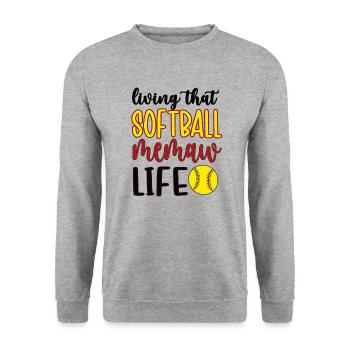 Memaw Grandma By Softball Player Softball Memaw - Unisex Sweatshirt - salt & pepper - Front - Alina (178cm) & Michal (187cm)