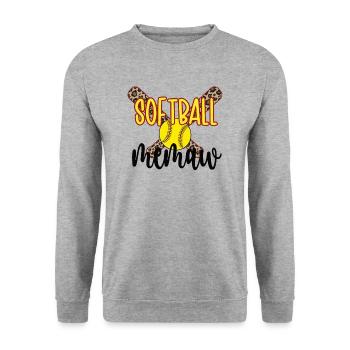 Memaw Grandma Of a Softball Player Softball Memaw - Unisex Sweatshirt - salt & pepper - Front - Alina (178cm) & Michal (187cm)