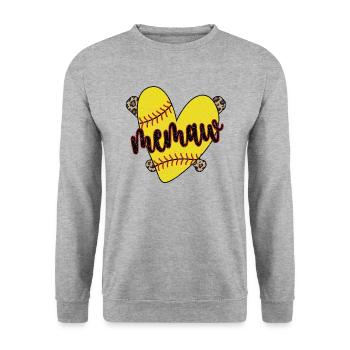 Memaw Grandma Of a Softball Player Softball Memaw - Unisex Sweatshirt - salt & pepper - Front - Alina (178cm) & Michal (187cm)