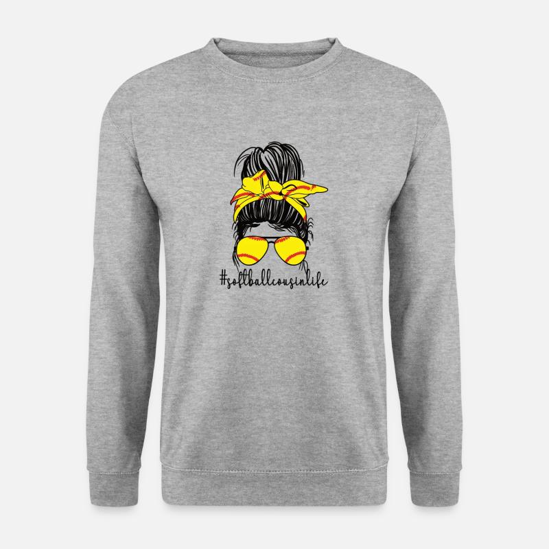 Stolzer Softball-Cousin Softballspieler-Cousin - Unisex Pullover - Weißgrau meliert