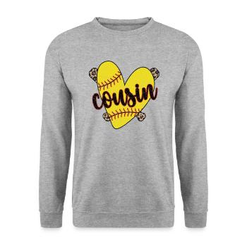 Proud Softball Cousin of a Softball Player - Unisex Sweatshirt - salt & pepper - Front - Alina (178cm) & Michal (187cm)