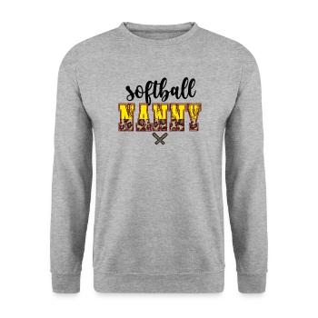 Nounou Grand-mère d’un joueur de softball Nounou de softball - Sweat-shirt Unisexe - gris chiné - Devant - Alina (178cm) & Michal (187cm)