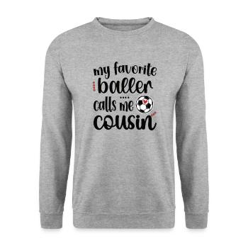 Best Soccer Cousin Of A Soccer Player Cousin Gift - Unisex Pullover - Weißgrau meliert - Vorne - Alina (178cm) & Michal (187cm)