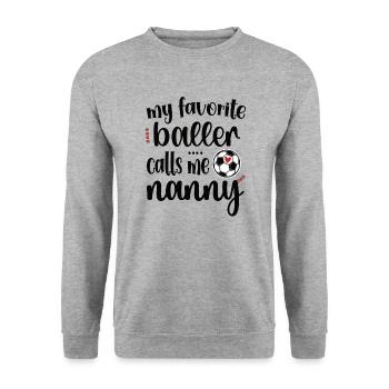 Proud Soccer Nanny Grandma Of Soccer Player Nanny - Unisex Pullover - Weißgrau meliert - Vorne - Alina (178cm) & Michal (187cm)