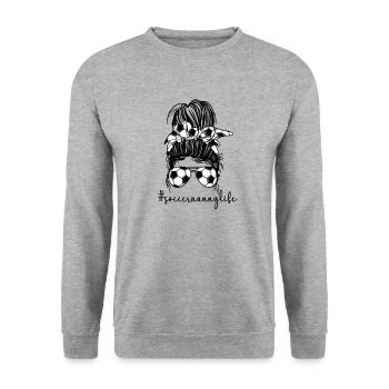 Proud Soccer Nanny Grandma Of Soccer Player Nanny - Unisex Pullover - Weißgrau meliert - Vorne - Alina (178cm) & Michal (187cm)
