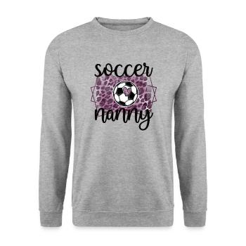 Proud Soccer Nanny Grandma Of Soccer Player Nanny - Unisex Pullover - Weißgrau meliert - Vorne - Alina (178cm) & Michal (187cm)