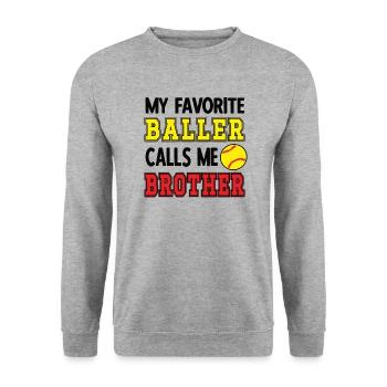 Softball Brother Of A Softball Player Bro Gifts - Unisex Pullover - Weißgrau meliert - Vorne - Alina (178cm) & Michal (187cm)