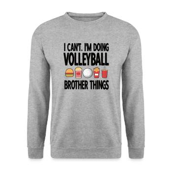 Proud volleyball brother of a volleyball player - Unisex Sweatshirt - salt & pepper - Front - Alina (178cm) & Michal (187cm)
