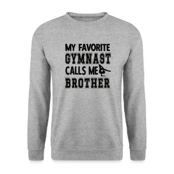 Gymnastics Brother Proud Gymnast Brother Gifts - Unisex Sweatshirt - salt & pepper - Front - Alina (178cm) & Michal (187cm)
