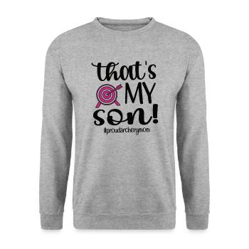 Stolze Bogenschießen-Mama Von Bogenschützen Mutter - Unisex Pullover - Weißgrau meliert - Vorne - Alina (178cm) & Michal (187cm)