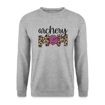 Stolze Bogenschießen-Mama Von Bogenschützen Mutter - Unisex Pullover - Weißgrau meliert - Vorne - Alina (178cm) & Michal (187cm)
