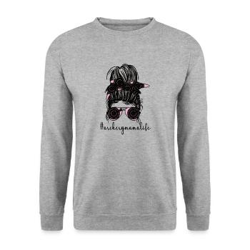 Stolze Bogenschießen-Mama Von Bogenschützen Mutter - Unisex Pullover - Weißgrau meliert - Vorne - Alina (178cm) & Michal (187cm)