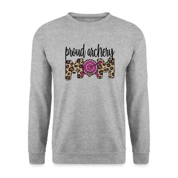 Stolze Bogenschießen-Mama Von Bogenschützen Mutter - Unisex Pullover - Weißgrau meliert - Vorne - Alina (178cm) & Michal (187cm)