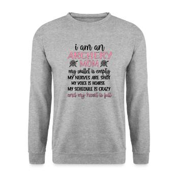 Stolze Bogenschießen-Mutter Von Bogenschützen Mama - Unisex Pullover - Weißgrau meliert - Vorne - Alina (178cm) & Michal (187cm)