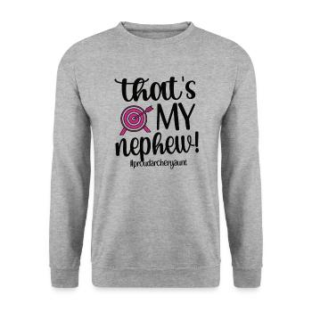 Stolze Bogenschießen-Tante Von Bogenschützen Tante - Unisex Pullover - Weißgrau meliert - Vorne - Alina (178cm) & Michal (187cm)