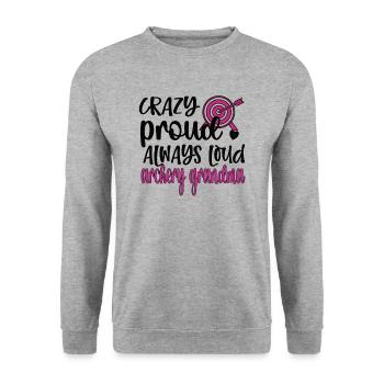 Tir à l’arc Grand-mère des archers Grand-mère - Sweat-shirt Unisexe - gris chiné - Devant - Alina (178cm) & Michal (187cm)