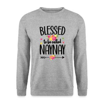 Naynay Oma Muttertag Naynay Geschenk Großmutter - Unisex Pullover - Weißgrau meliert - Vorne - Alina (178cm) & Michal (187cm)