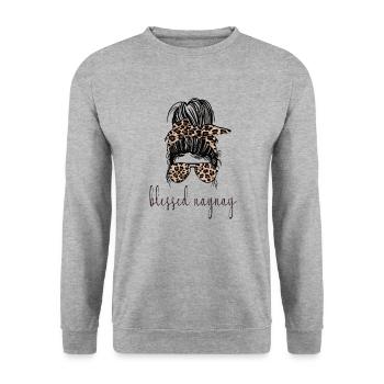 Naynay Oma Muttertag Naynay Geschenk Großmutter - Unisex Pullover - Weißgrau meliert - Vorne - Alina (178cm) & Michal (187cm)
