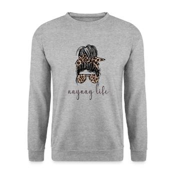 Naynay Grand-mère Fête des mères Naynay Cadeau Grand-mère - Sweat-shirt Unisexe - gris chiné - Devant - Alina (178cm) & Michal (187cm)