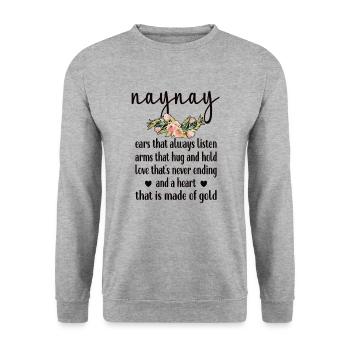 Naynay Grand-mère Cadeau de fête des mères Naynay Grand-mère - Sweat-shirt Unisexe - gris chiné - Devant - Alina (178cm) & Michal (187cm)