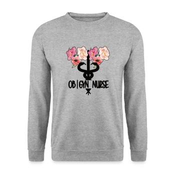 Obstetrics Gynecology Nurse OB GYN - Unisex Sweatshirt - salt & pepper - Front - Alina (178cm) & Michal (187cm)