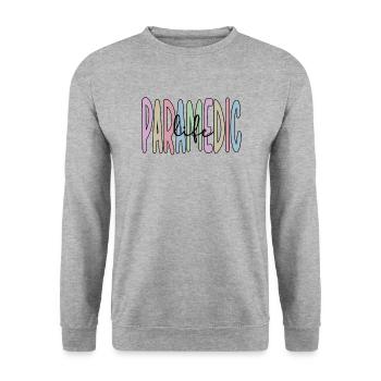 Notfallsanitäter Paramedic Rettungssanitäter - Unisex Pullover - Weißgrau meliert - Vorne - Alina (178cm) & Michal (187cm)