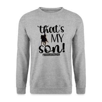 Stolze Rodeo Mama Rodeo-Reiter Mutter Geschenk - Unisex Pullover - Weißgrau meliert - Vorne - Alina (178cm) & Michal (187cm)