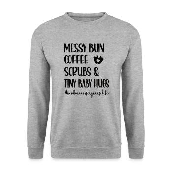 Proud Neonatal Nurse Gift - Unisex Sweatshirt - salt & pepper - Front - Alina (178cm) & Michal (187cm)