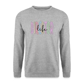 Bester Direktor Geschenk Direktor Wertschätzung - Unisex Pullover - Weißgrau meliert - Vorne - Alina (178cm) & Michal (187cm)