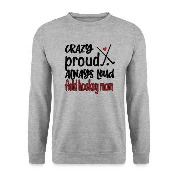 Fière maman de hockey sur gazon maman joueuse de hockey sur gazon - Sweat-shirt Unisexe - gris chiné - Devant - Alina (178cm) & Michal (187cm)