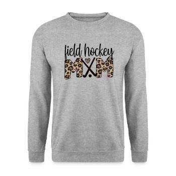 Fière maman de hockey sur gazon maman joueuse de hockey sur gazon - Sweat-shirt Unisexe - gris chiné - Devant - Alina (178cm) & Michal (187cm)